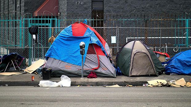 Tents on the street. 