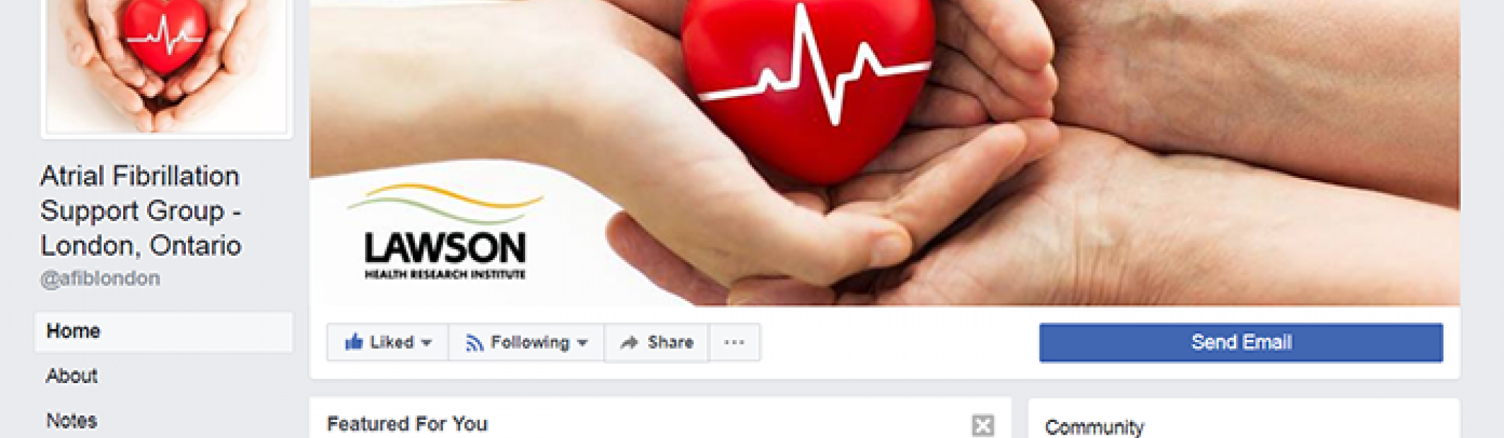 Screenshot of Atrial Fibrillation Facebook page